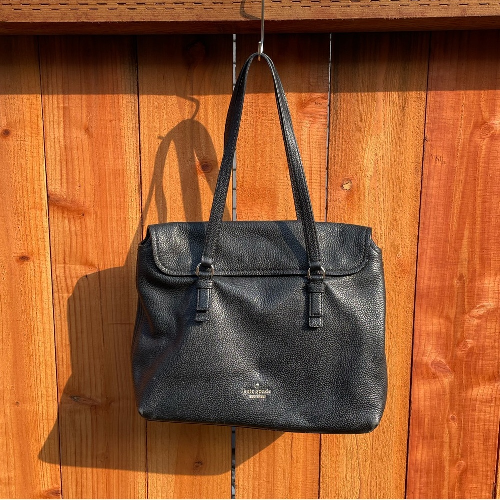 KATE SPADE Pebble Grain Black Leather "Leila" Everyday Shoulder Bag Purse